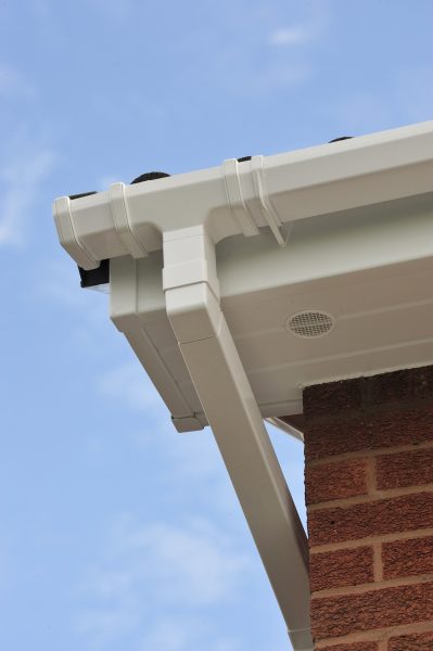 White uPVC fascia, soffits and guttering on Dorset home